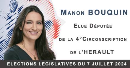 Mèze -  Manon Bouquin (RN) élue déutée de  la 4ème circonscription de l'Hérault  